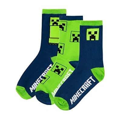 Afbeelding van Minecraft Creeper sokken voor jongens, 3 stuks, Meerkleurig