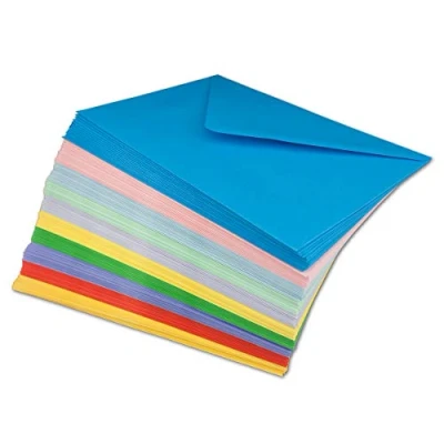 Afbeelding van Glüxx Agent Enveloppen, 50 stuks, C5, 100 g/m², kleurrijk, zonder venster, 16,2 x 22,9 cm, met puntige klep, natte sluiting, kleurrijke enveloppen om te knutselen