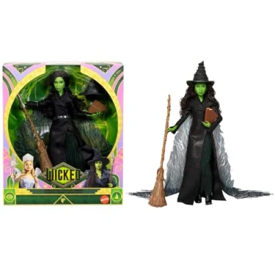 Afbeelding van Mattel Universal Wicked: Deel 2 Elphaba Deluxe pop met afneembare outfit en 4 accessoires, geïnspireerd op de film For Good, JFM12