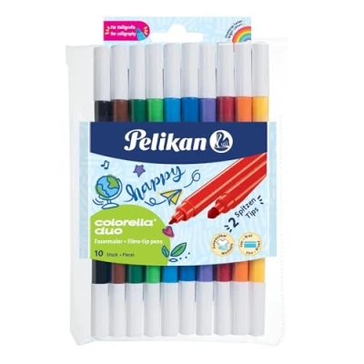 Image de PELIKAN feutres colorella duo C407, rond, étui de 10 2 avec pointes largeur trait: 1,0 mm / 2,0 mmlavable sur la plupart des textiles assortis da