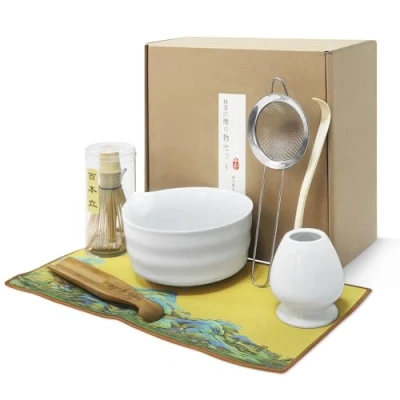 Afbeelding van matcha set, theeset, set met garde, bezemhouder, kom, keramiek, 2 theelepels, Japanse accessoires voor de ceremonie, perfect bereiding