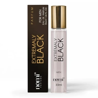 Afbeelding van Nomi Perfume EXTREMALY BLACK Eau de Parfum voor heren, 33 ml, met 20% geuroliën, houtachtige en kruidige noten, langdurige geur