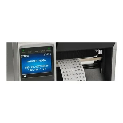 Image de Zebra ZT610 Imprimante d&#039;étiquettes thermique direct/transfert Rouleau (10,8 cm) 203 dpi jusqu&#039;à 356 mm/sec USB, série, Gigabit LAN, hôte NFC, Bluetooth 4.0 éplucheur avec doublure de rembobinage