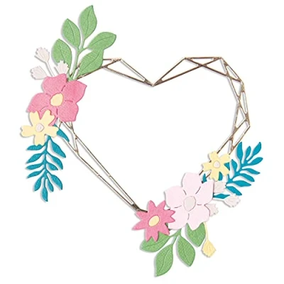 Afbeelding van Sizzix Thinlits Die Set 9PK Floral Geo Heart Frame 665478 Lisa Jones (10 21)