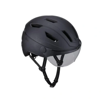 Afbeelding van Fietshelm Bbb Move Faceshield Transp maat M Mat zwart