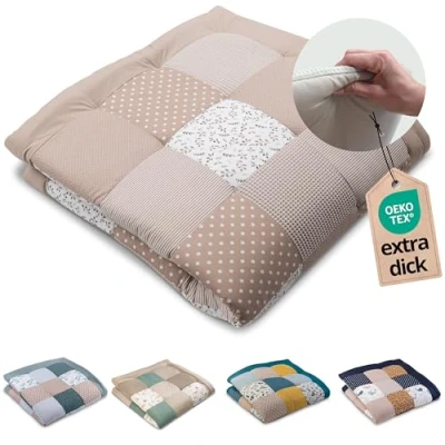 Afbeelding van ULLENBOOM kruipdeken voor baby&#039;s, 140 x cm, 100% Oeko Tex, gemaakt in de EU, dik gevoerd, zand, ideaal als babyspeelmat, motorische mat en vloermat kinderen