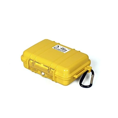 Afbeelding van PELI 1020 kleine waterdichte behuizing, IP67, waterdicht en stofdicht, capaciteit 0,5 l, gemaakt in de VS, geel/zwarte voering