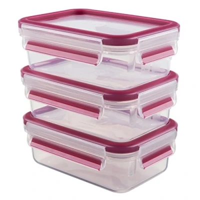 Image de Emsa boîte de 3 pièces (framboise &amp;clip close lanami set boite fraicheur conservation produit neuf vendu dans son emballage orig