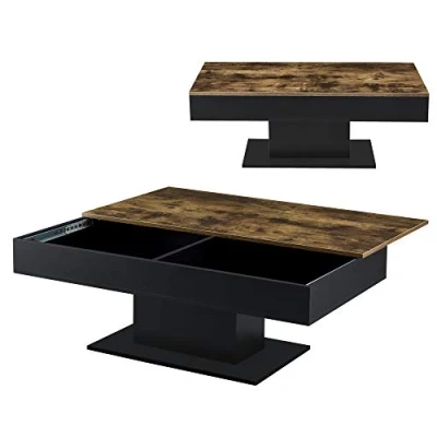 Afbeelding van Salontafel Lünen met opbergruimte 110x60x40 cm zwart hout