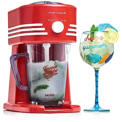 Afbeelding van Salco Slush Ice Maker ijsmachine, 2 gebruiksmodi voor grof en fijn ijs, retro design, 15 W, met 1 liter kan