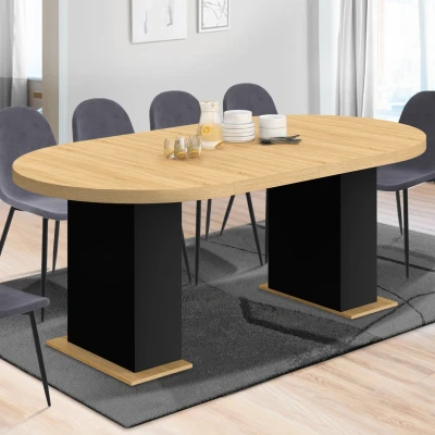 Image de Table à manger ronde extensible 110 200 cm 4 10 personnes bois et noir style moderne IDMarket