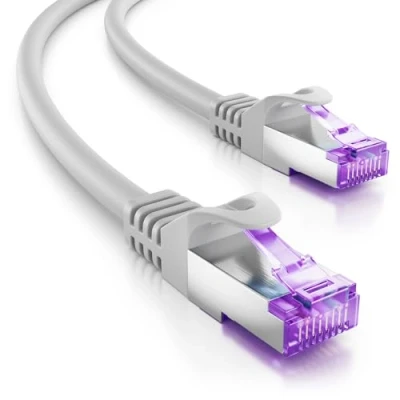 Afbeelding van deleyCON 5 m RJ45 aansluitkabel ethernetkabel netwerkkabel met ruwe kabel CAT7 S FTP PiMF afscherming Gigabit LAN SFTP koper DSL Switch Router Patchpaneel grijs
