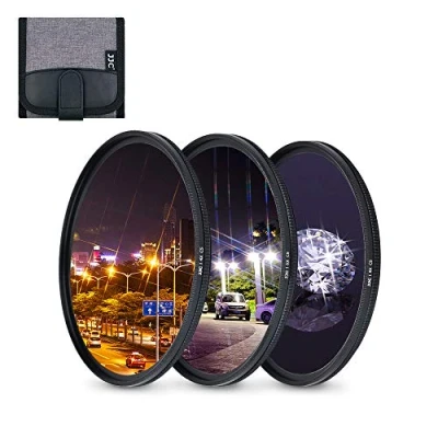 Afbeelding van JJC Set van 3 sterfilters 77 mm (4 punten, 6 8 punten) met beschermhoes voor DSLR camera&#039;s, Canon, Nikon, Pentax, Olympus, Samsung, Sony, Fujifilm