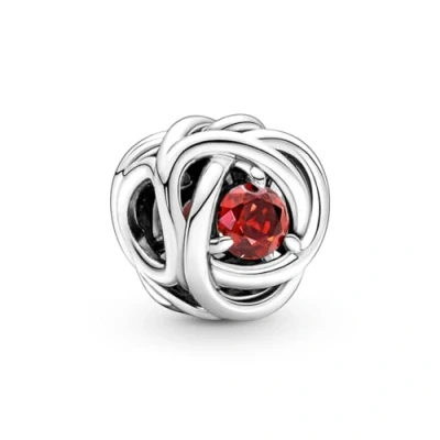 Afbeelding van PANDORA Juli Geburtsstein Wahres Red Ewigkeitskreis Charm van Sterling Zilver met Kristall, 790065C01, zilver, Zirkonia