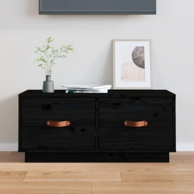 Afbeelding van Tv meubel 80x34x35 cm massief grenenhout zwart