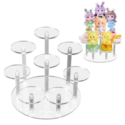 Afbeelding van xyuayamz Transparante acryl display stand, parfumstandaard, pop plankfiguren, voor kleine cake, lippenstift, nagellak, verzameling, cosmetische desserts en handwerk (1 stuk,