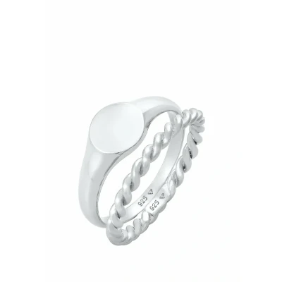 Afbeelding van Elli 2 PACK Design Ring, Dames, Maat: 52, Silber