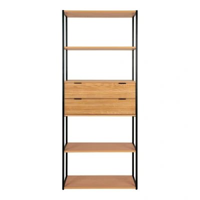 Afbeelding van Jonckheere Collectie Boekenrek Minato in fineer essenhout met 2 laden
