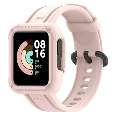 Afbeelding van Siliconen sportband met case Roze Xiaomi Redmi Watch 2 (Lite)