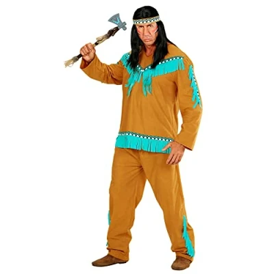 Afbeelding van Bruin en blauw indianenkostuum voor mannen Verkleedkleding XL