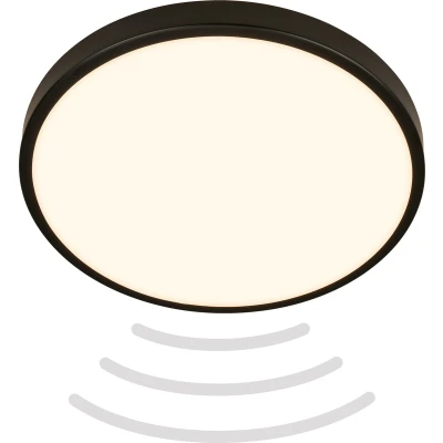 Afbeelding van Briloner Chet IP54 LED plafondlamp 3829015 Bewegingsmelder Spatwater en stofdicht Bereik 3m 95 graden detectie Warm wit licht Ø29 x 6,5 cm Zwart