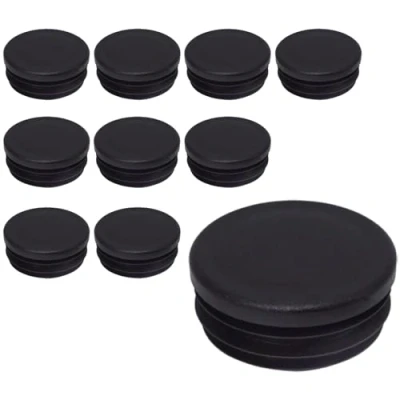 Afbeelding van SKIR&#039;CO Set van 10 ronde buisinzetstukken 50 mm, zwarte kunststof hekpaalstoppen, buisstoppers, zwart RAL 9005