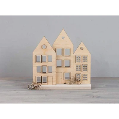 Afbeelding van Rayher FSCMixCred 62891505 Houten decoratie, kerstdorp, kerststad, natuur, 18 stuks