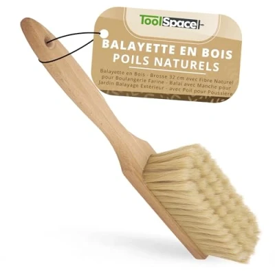 Afbeelding van ToolSpace Handborstel van hout, 100% natuurlijke borstelharen, 32 x 7 4,3 cm, sneeuwveegmachine, vervormingsbestendige handgreep, handveger voor buiten, open haarden, binnenplaatsen