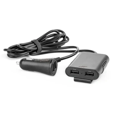 Afbeelding van AMiO 01986 Mobiele telefoon oplader auto 1.5m 4 USB Met leiding zwart