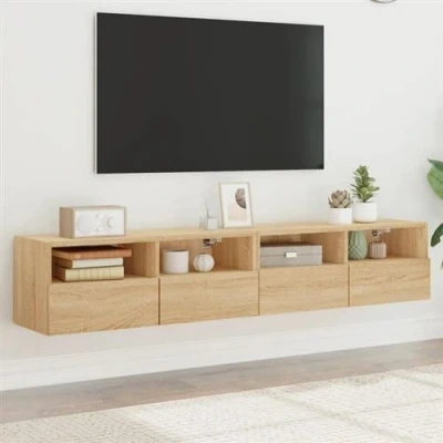 Afbeelding van Tv wandmeubels 2 st 80x30x30 cm bewerkt hout sonoma eikenkleur