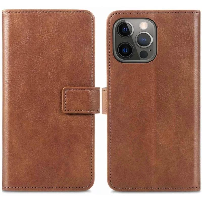 Afbeelding van iMoshion Hoesje Geschikt voor iPhone 13 Pro Max Luxe Bookcase Bruin