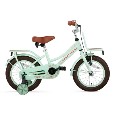 Afbeelding van Supersuper Cooper Bamboo Kinderfiets Meisjesfiets 14 inch Pistache Groen