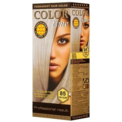 Afbeelding van Color Time Permanente Haarkleur Gel Verrijkt met Royal Jelly en Vitamine C Haarkleuring Kleur 85 Koel Blond 100 ML