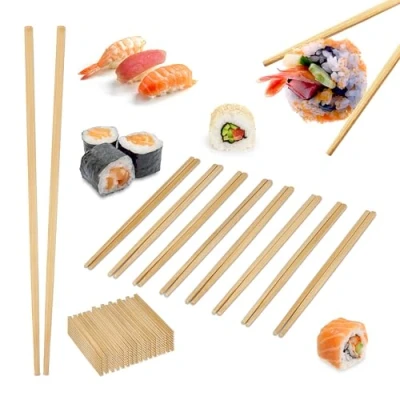 Afbeelding van Relaxdays sushi stokjes set 144 paar hebruikbaar met ribbels bamboe