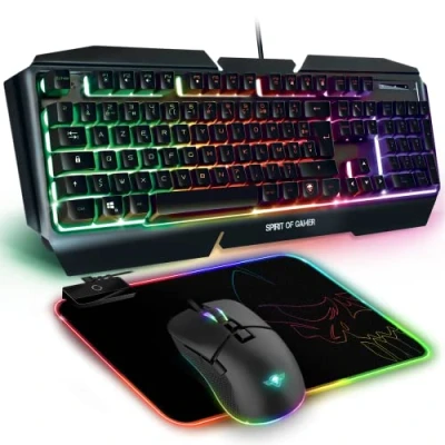 Afbeelding van SPIRIT OF gamer Ultimate 500 gaming Pack RGB 3 in 1 voor PC/Xbox/Playstation toetsenbord aluminium anti ghosting muis 6400 dpi/7 toetsen lichtgevende antislip mat