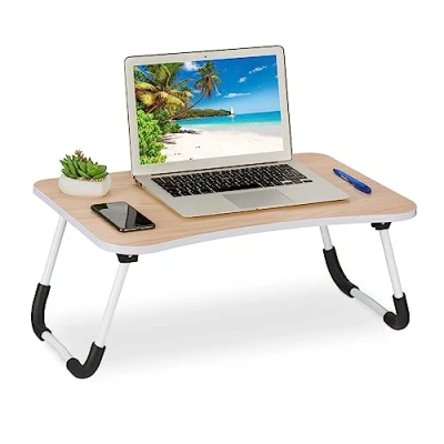 Afbeelding van Relaxdays laptoptafel inklapbaar schoottafel laptop bank bedtafel groot knietafel