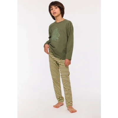 Afbeelding van Woody Jongens Heren Pyjama kakigroen maat 140/10J