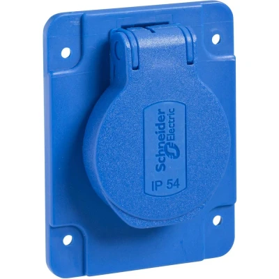 Afbeelding van Schneider Electric PKS61B Wandcontactdoos met randaarde en klapdeksel Compleet Blauw