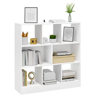 Afbeelding van WOLTU Open boekenkast, opbergkast, boekenrek met 8 vakken, voor woonkamer, kantoor, slaapkamer, wit, 98 x 30 100 cm SK021ws