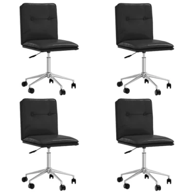 Afbeelding van vidaXL Eetkamerstoelen 4 st kunstleer zwart