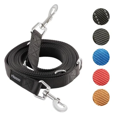 Afbeelding van Vitazoo Hondenriem voor Training 3 m Nylon Grafiet Dubbele Leiband Kleine Middelgrote &amp; Grote Honden Verstelbare Trainingslijnen 4 Lengtes Reflecterend Zwart