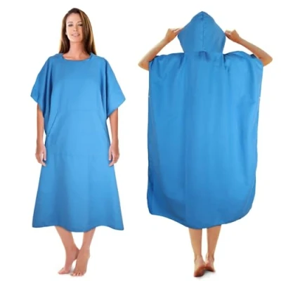Afbeelding van KUOGAS Badponcho voor dames en heren, ponchohanddoek, surfponcho van microvezel, badponchohanddoek, gemaakt microvezel ook als wisselhulp op het strand