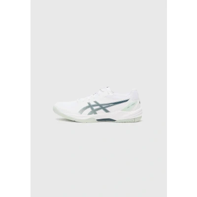 Afbeelding van Asics Geltask 4 Handbalschoenen, Heren, Maat: 47, White/tranquil teal Imitatieleer/ textiel