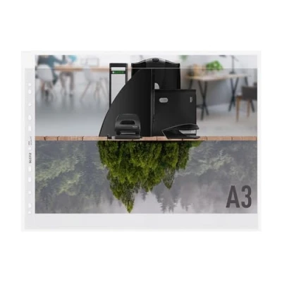 Afbeelding van Leitz Recycle geperforeerde showtas, ft A3 landscape, 100 micron, gekorreld, doos van 25 stuks showalbum