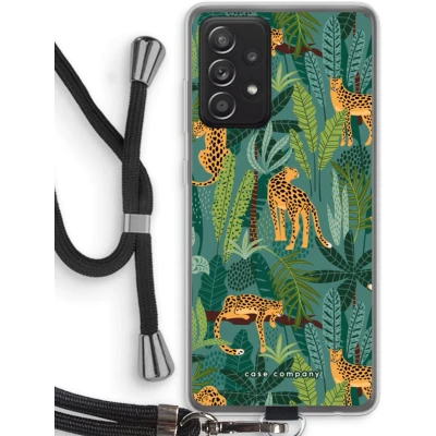 Afbeelding van Case Company® hoesje met Koord geschikt voor Samsung Galaxy A52s 5G Luipaard 2 Telefoonhoesje Zwart Bescherming aan alle Kanten en Over de Schermrand