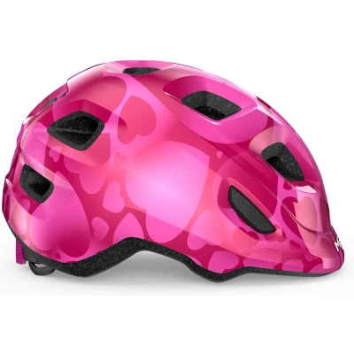 Afbeelding van MET Hooray Kinderhelm Fietshelm Kinderen Maat S/M (52 55cm) Pink Hearts Glossy