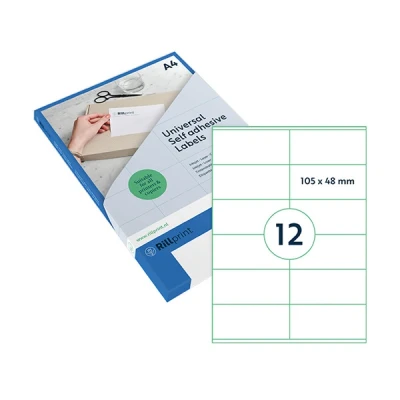 Image de Rillprint 83219 étiquettes universelles A4 105 x 48 mm (300 étiquettes) transparent