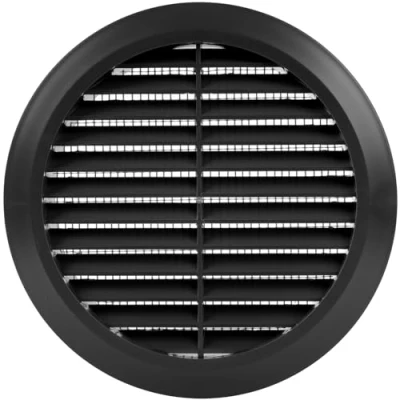 Afbeelding van Vent Systems Ventilatiedeksel, zwart, 125 mm, ronde ventilatiesleuven, grilldeksel, geïntegreerde insectenbescherming, CVAC ventilatieopeningen voor badkamer, kantoor