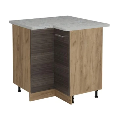 Afbeelding van Vicco Hoekkast R Line, Edel grijs/Krachtige eik goud, 75.6 cm WB Marmer