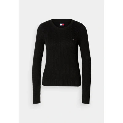 Afbeelding van Tommy Jeans Cable Essential Sweater Trui, Dames, Maat: Medium, Black